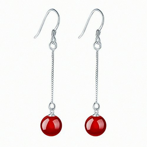 Women Red Moonstone Earrings Stud Long Drop Dangle 925 Sterling Silver Jewellery - Picture 4 of 8