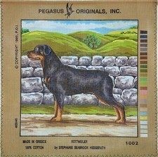 Pegasus Originals ROTTWEILER DOG needlepoint canvas 11 7/8" sq. 1002