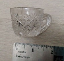 Vintage Mini 1" Tea Cup Mug Doll Size Pressed Cut Glass Tiny Small Demitasse