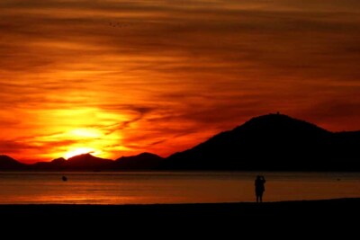 Benidorm Sonnenuntergang Costa Blanca Spanien Foto Bild Druck