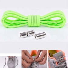 1Pair Shoelaces Elastic Screw Locking Shoe String No Tie GREEN Colour