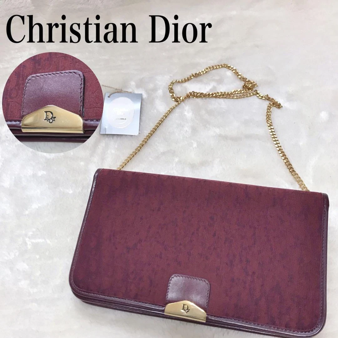 Christian Dior Trotter Chain Shoulder Bag Brown Logo Pattern Vintage /Used++