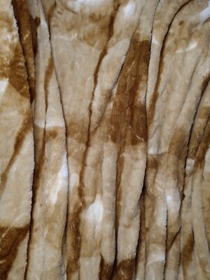 Dennis Basso Home Luxury Faux Fur Throw Blanket graphic Print Beige Tan  Brown