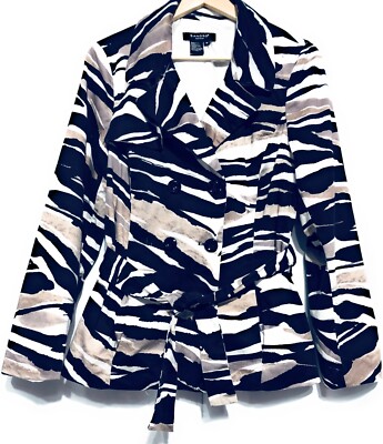 Sandro Sportswear Short Trench Coat Womens Medium Animal Print Belted Pockets