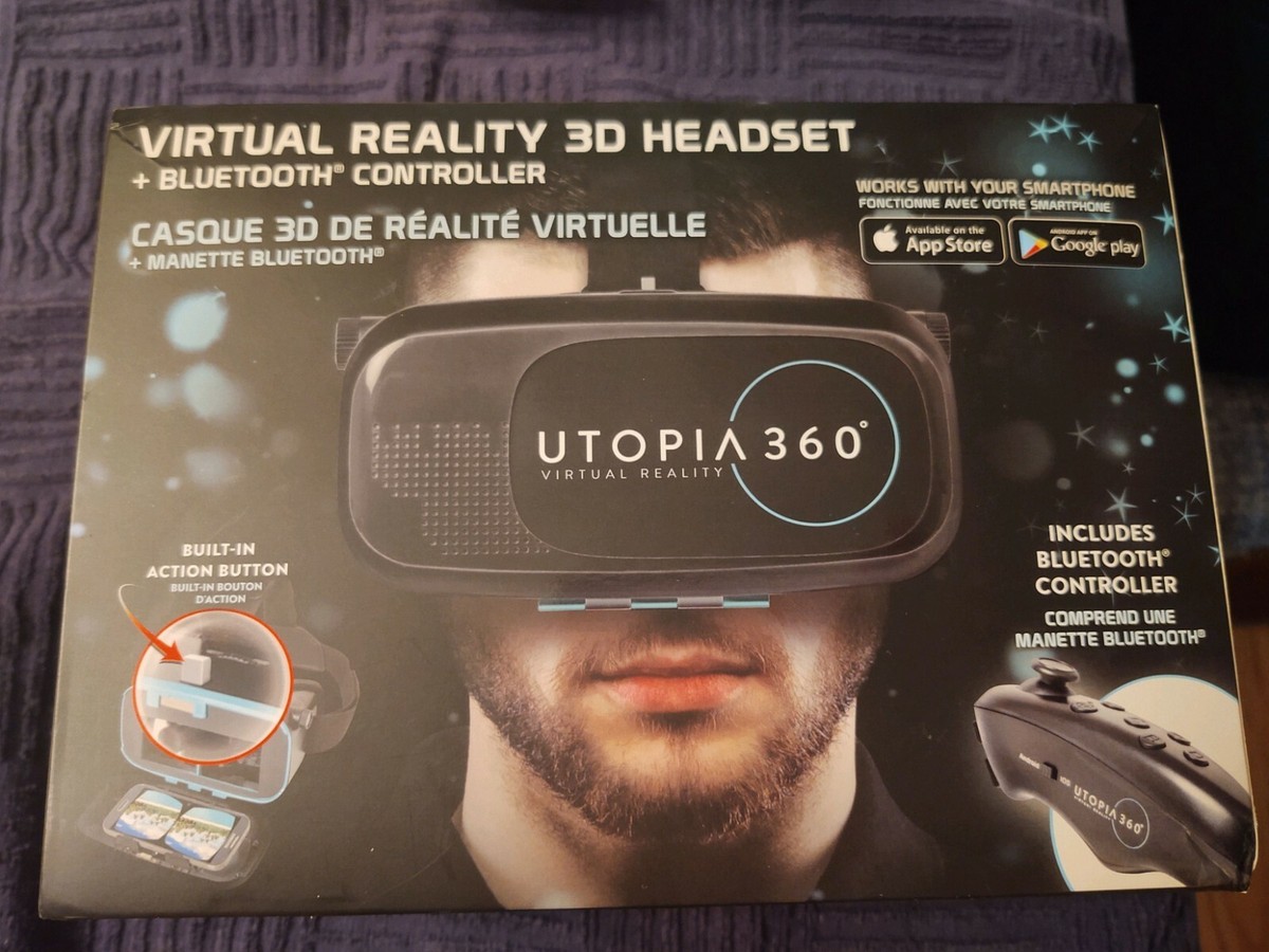 Utopia 360 Virtual Reality 3D Headset with Bluetooth Controller
