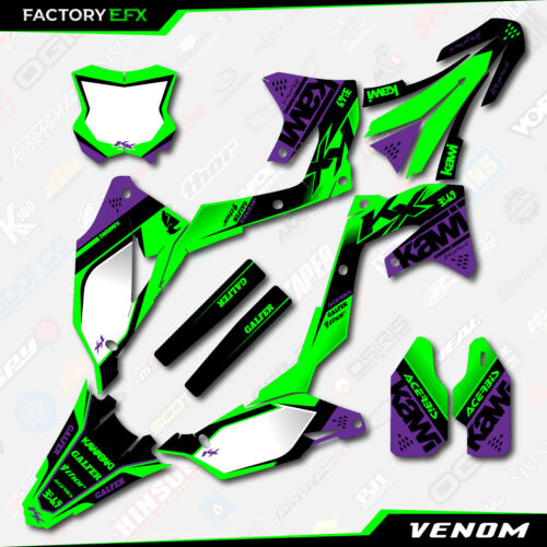 Green Purple Venom Graphics Kit fits 21-24 Kawasaki KXF250 KXF 250 Plate KX250F - Foto 4 di 6