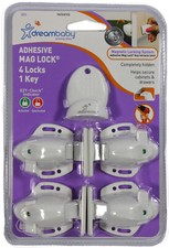 DREAMBABY Adhesive Mag Locks  KEY- NEW- 4 Babyproof Magnetic Cabinet lock Set