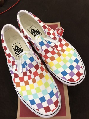 womens rainbow checkered vans