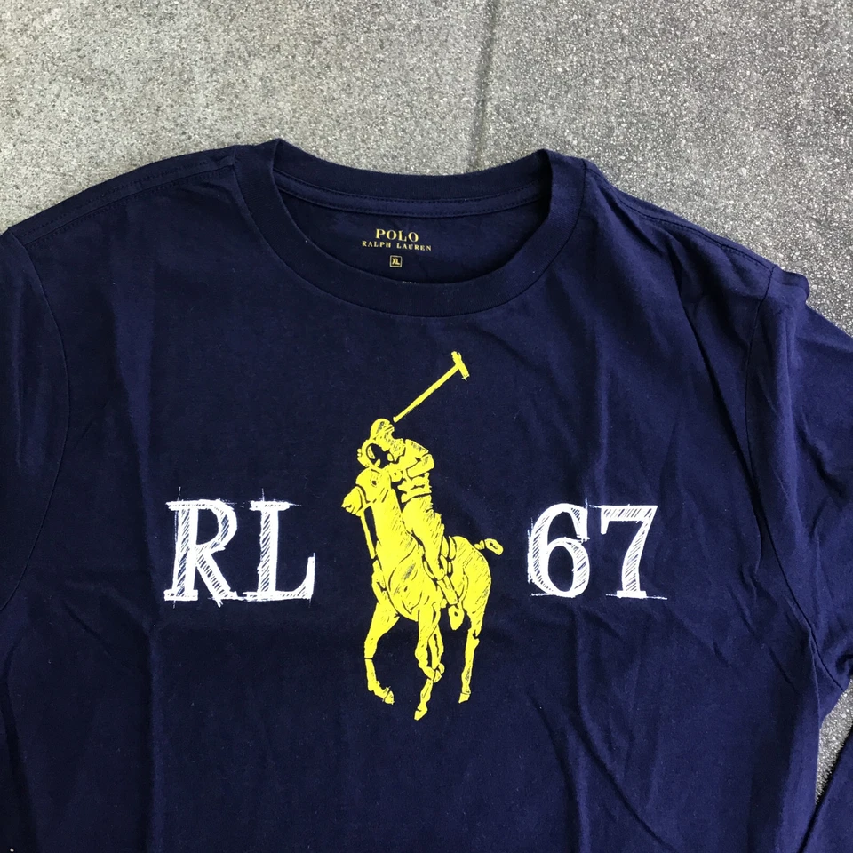 Polo Ralph Lauren Shirt Crew Neck Sz XL (18-20) Youth Long Sleeve Blue RL 67 - Image 3 of 4