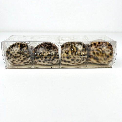 Pier 1 Imports Cowrie Shell Napkin Holder Rings Set of 4 Nautical Seashells - Foto 1 di 10