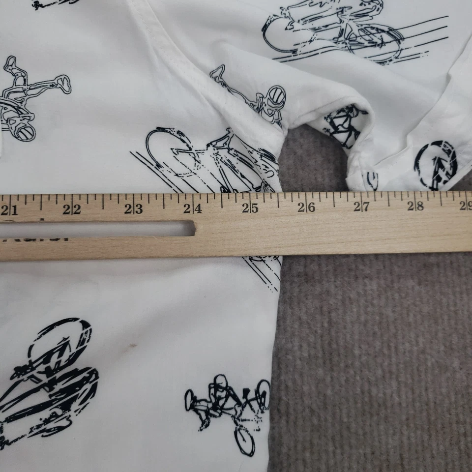 LulaRoe Button Down Shirt Mens XL White Bicycle All Over Print Short Sleeve - Image 3 of 4