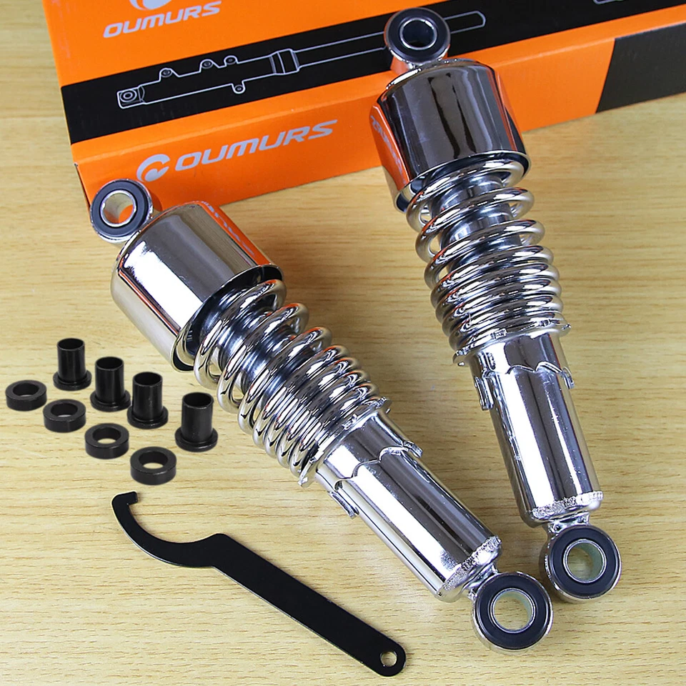 for Harley Sportster, Iron 883 1200, Lowering 10.5 inch Chrome Shocks Absorbers Foto 3 de 4