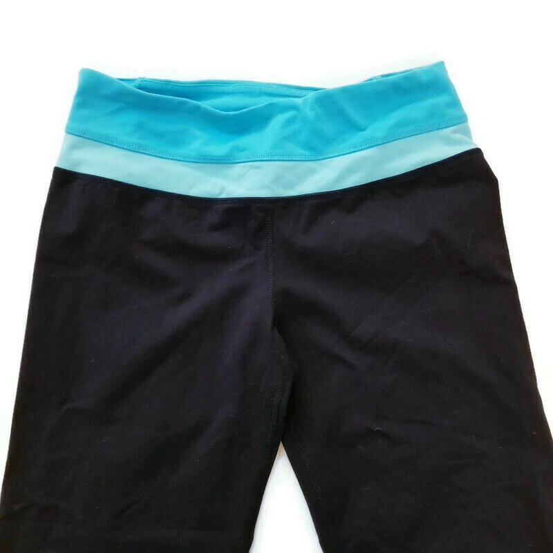 Леггинсы Tuff Athletics женские размер XS черные бирюзовые укороченные капри для йоги тренажерного зала фитнеса - Изображение 2 из 4