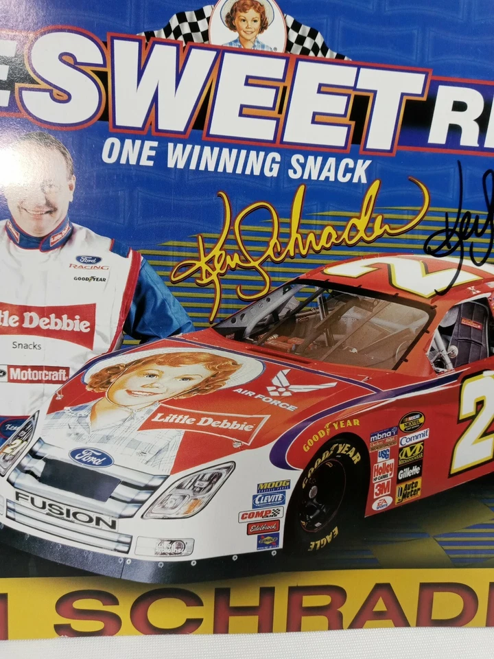Publicidad con foto firmada por la pequeña Debbie #21 autógrafo de Nascar Ken Schrader  Foto 3 de 4