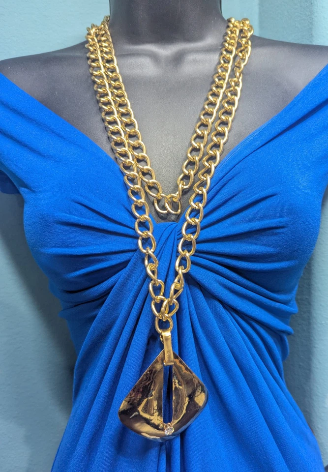 Vintage FLORELLE Designer Signed Pendant Chain Necklace 60'' - Image 2 of 4