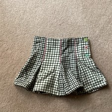 GYMBOREE GIRLS SKORT,5, CHECKED PATTERN, COLORFUL SIDE BUTTONS, ADJUSTWAIST