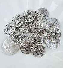 20PC Antiqued Silver Flower Scrapbooking Metal Sewing Buttons with Shank 19x18mm