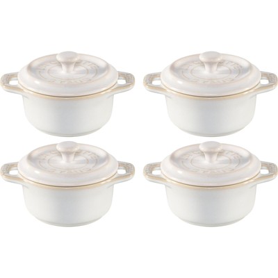 Staub Mini Cocotte Set 4-tlg. rund, Keramik, elfenbein-weiß