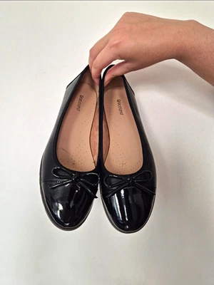 Graceland Damen Ballerinas schwarz mit Schleife flache Schuhe glänzend - Bild 1 von 3