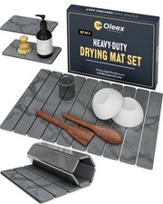 Oleex 3 Pack Stone Dish Drying Mat Set Includes 1 Large 24  x16   2 Small 4  x9  