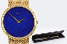 Piaget 18k Yellow Gold Lapis Dial 31mm Ladies Watch (54.25g.)