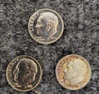 Lot of 3 Silver Roosevelt Dimes 1961 1962 1963 - 90% US Constitutional Junk Coin