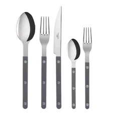 Sabre Bistrot Grey Flatware Shiny Stainless Steel 5 Piece Place Setting | Grey
