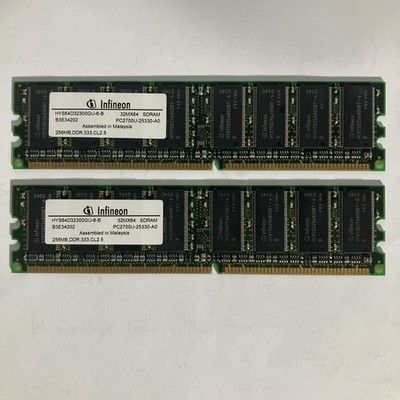 INFINEON 512MB 2x256MB PC2700 DDR-333 MEMORY KIT HYS64D32300GU-6-B CL2.5