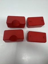 4x Hape Quadrilla Marble Run Replacement Part Red Wooden Angled 1/2 Chute Block