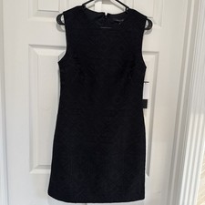Cynthia Steffe Little Black Dress Women Size 4 Sleeveless Lace Pattern NWT $288