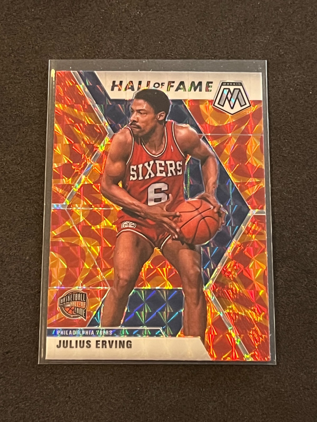 2019-20 Panini Mosaic Basketball Julius Erving Hall Of Fame Reactive Orange #288