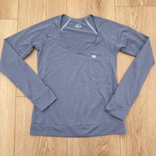 Wild Rye Merino Wool Blend Top Women Sz 0 Blue Outdoor Lightweight Long Sleeve