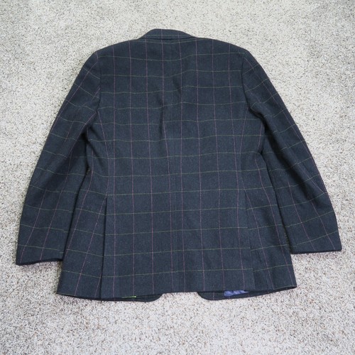 Etro Blazer Mens 44 Black Plaid Cashmere Wool Sport Coat Italy Windowpane Jacket - Picture 13 of 14