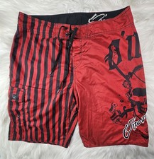 O'Neill Santa Cruz California Board Shorts Men's 36 Red Black