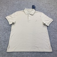 Nautica NAVTECH Polo Shirt Mens Medium Beige Slim Fit Logo Short Sleeve KR2826