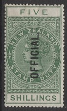 NEW ZEALAND - OFFICIAL 1913/25 DLR 5/-YELLOW-GREEN MINT(MH) SG.O86. (REF.G31)