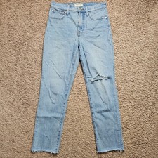Madewell Jeans Womens 26 Blue The Perfect Vintage Denim Raw Hem Distressed