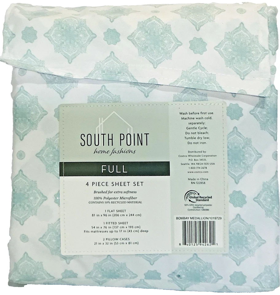 Juego completo de 4 hojas de microfibra South Point Home Fashions Bombay Medallion Foto 2 de 2