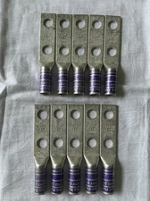 Burndy YA282N, Compression Cable Lug, 4/0 Cu 2-Hole Long 1/2, Box Of 10