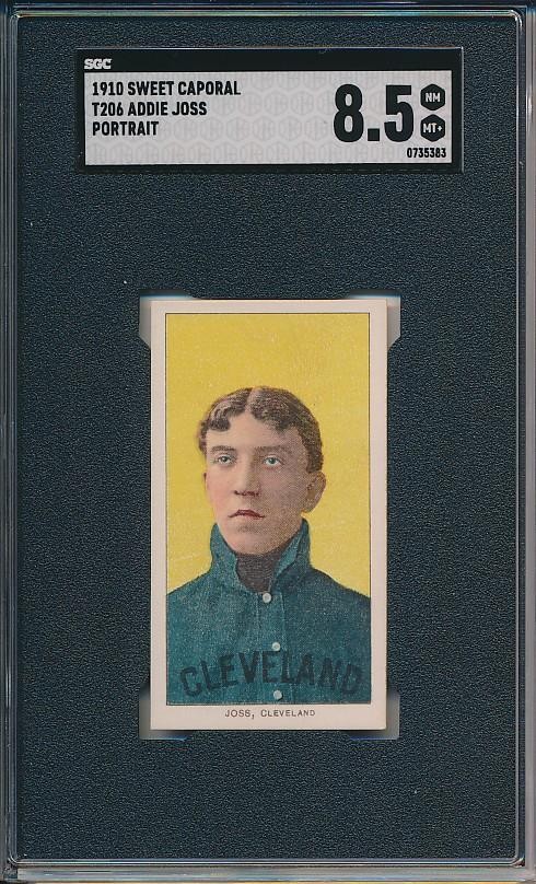 Addie Joss 1909 1910 T206 Portrait Sweet Caporal Back SGC 8.5 ! Highest Graded