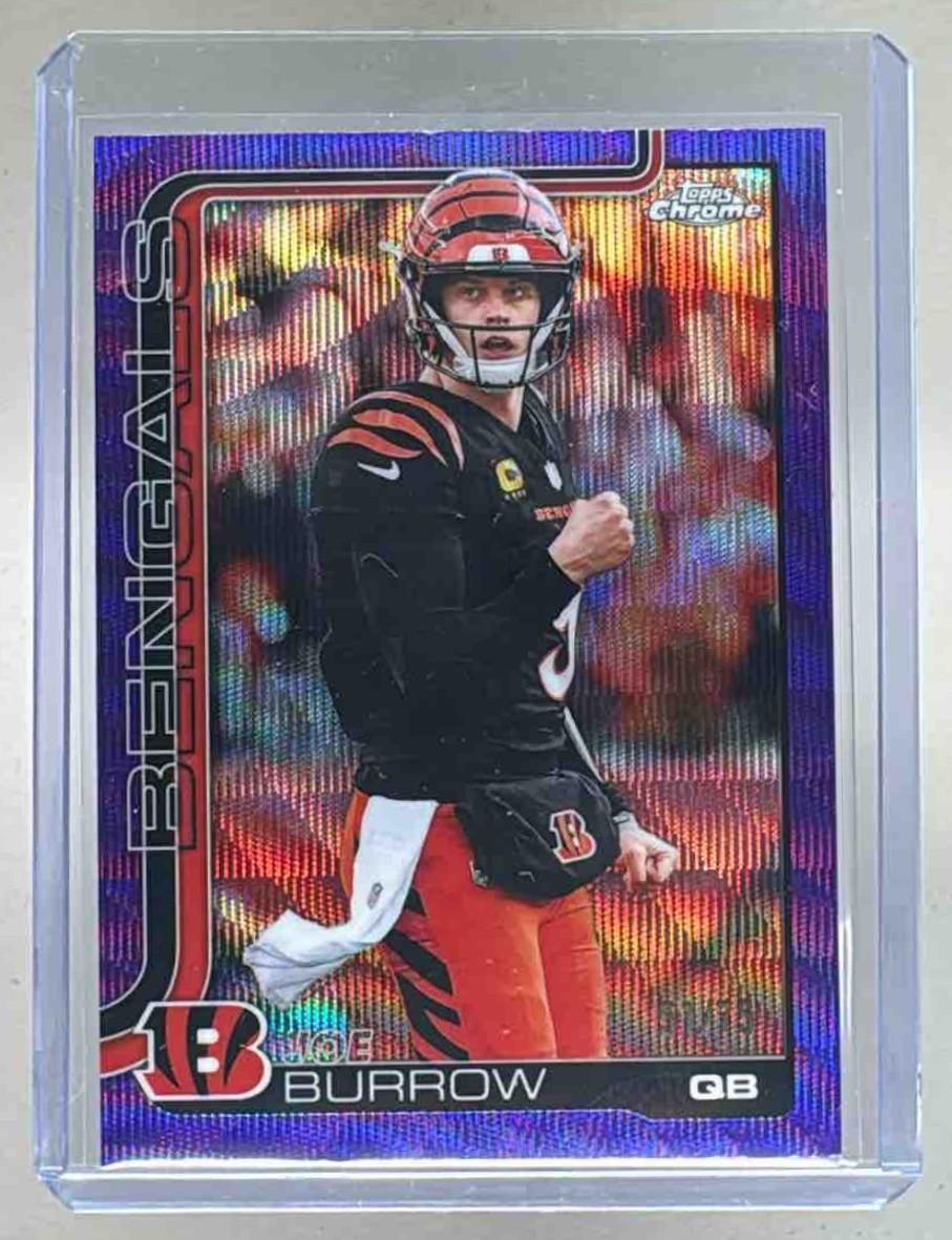Joe Burrow 2025 Topps Chrome #61 Purple Wave Refractor /75