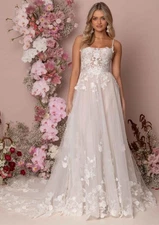 Madi Lane Wedding Dress, Size 8, Ivory/Mocha, Unworn & Unaltered, Lined Bodice