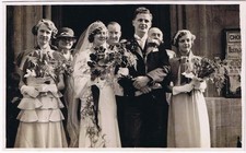Postcard RPPC Wedding Party Flowers Veils Dresses
