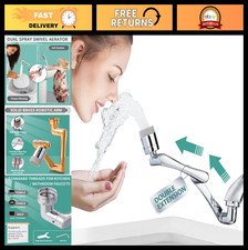 1080 Rotating Faucet Extender - Swivel Long Arm Aerator for Kitchen Bathroom