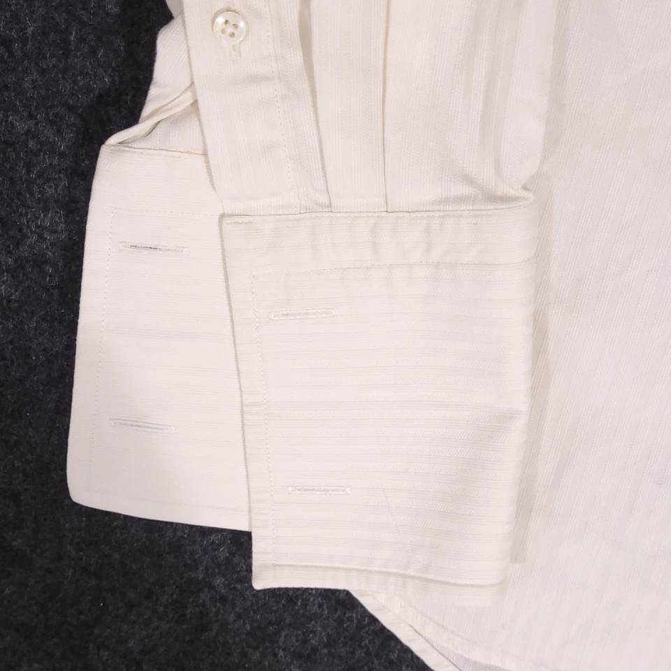 Canali Button Up Shirt Mens 41-16 Ivory Long Sleeve French Cuff Made In Italy - Image 3 of 4