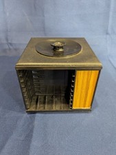 Vintage Stow-A-Way Cassette Tape Storage Carousel Rack Rotating Holder Faux Wood