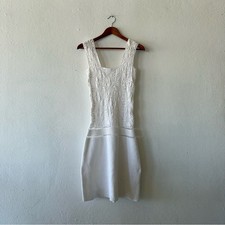 White Crochet Lace Sleeveless Dress Womens Vintage Boho Summer