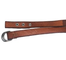 Vintage GAP Cowhide Leather Brown M 90s Y2k 1" wide Distressed Silver Buckle