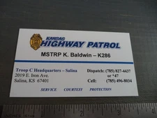 KANSAS Highway Patrol MSTRP K. Baldwin K286 Business Card, authentic item!