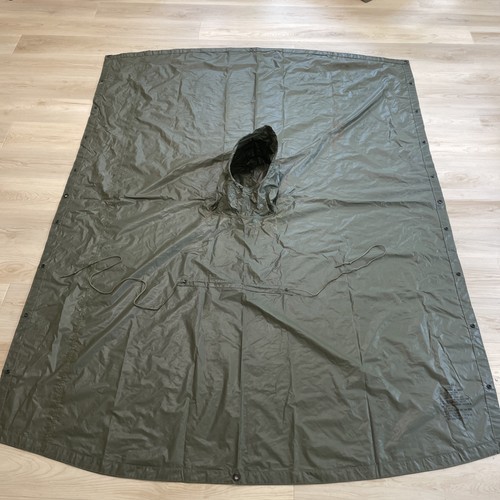 Vintage Vietnam US Military Poncho 1968 DSA 100-68-C-0244 Coated Nylon Twill OD